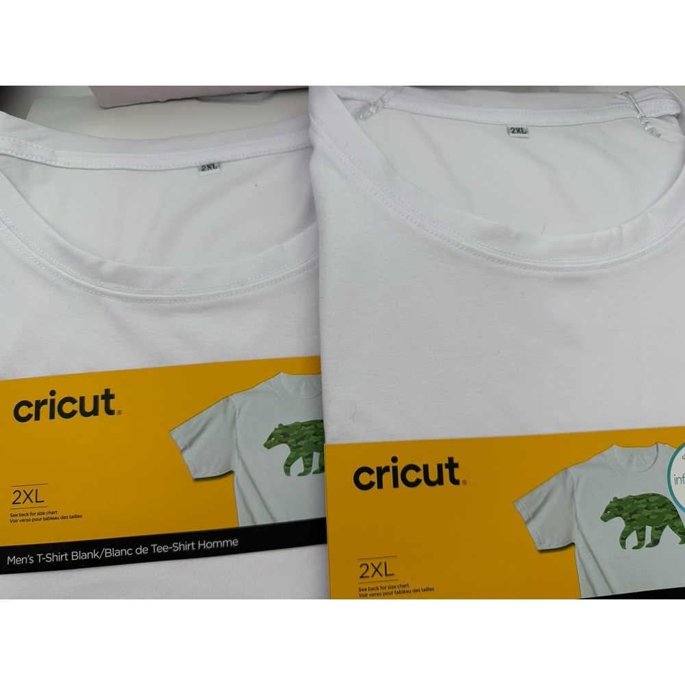 Lot of 2 Cricut Men's White Jersey T-Shirt 2XL  Infusible Ink Short Sleeve Crew